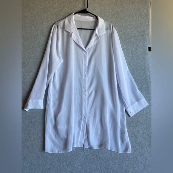 Zaful Womens Large Cover up White Shirt Sheer - Picture 1 of 1